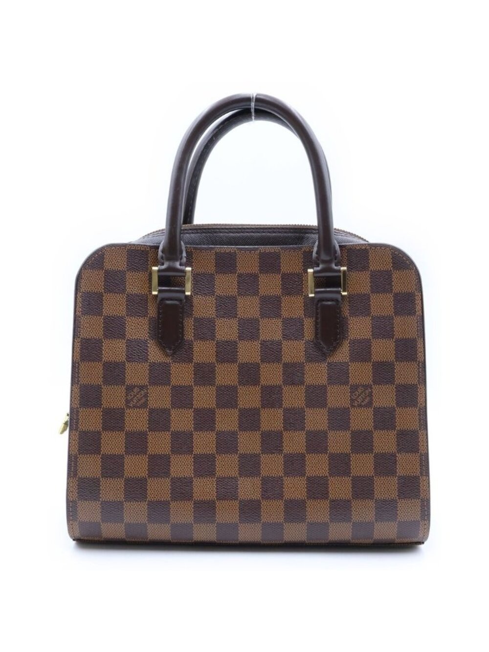 Louis Vuitton Damier Triana Handbag Brown Leather Gold